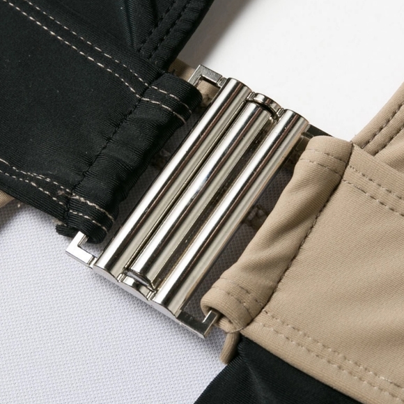 One Piece High Cut Swimsuit Push Up Splice Buckle - Picture 2 of 4